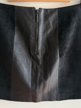 Cooperative Black Mini Skirt with Mixed Fabric Panels
